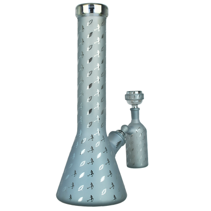 Grateful Dead x Pulsar Lightning Skellies Beaker Bong Set | Blue | Back View