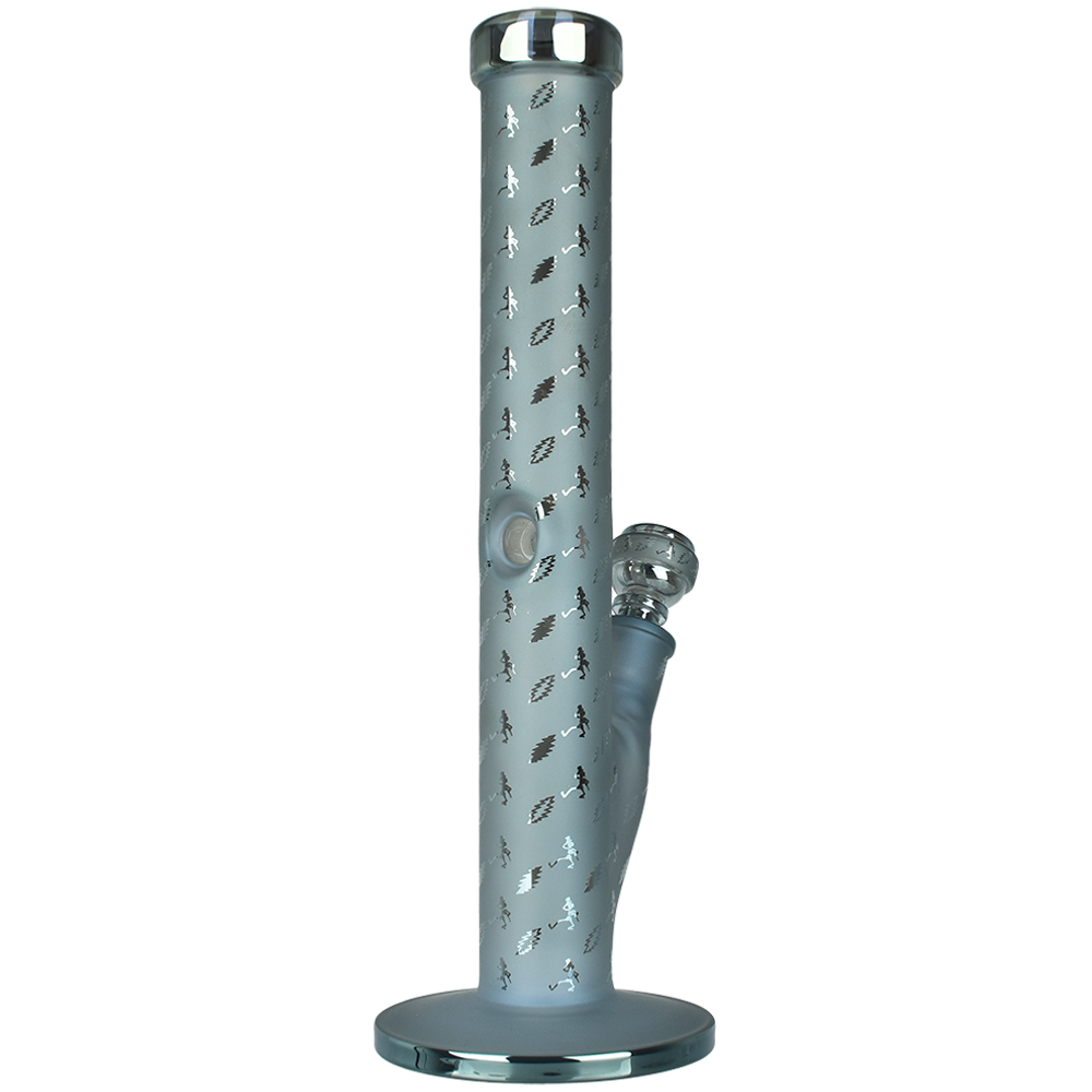 Grateful Dead x Pulsar Lightning Skellies Straight Tube Bong | Blue | Back View