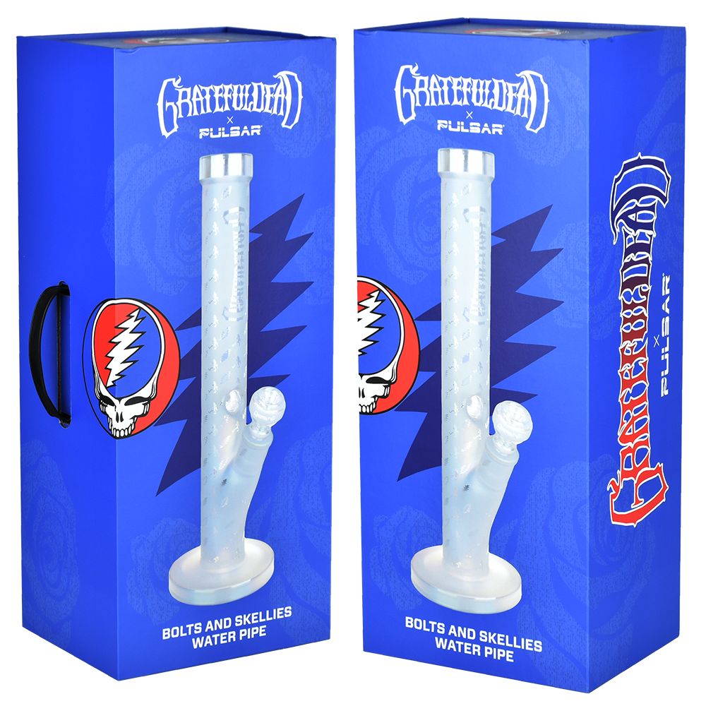 Grateful Dead x Pulsar Lightning Skellies Straight Tube Bong | Packaging