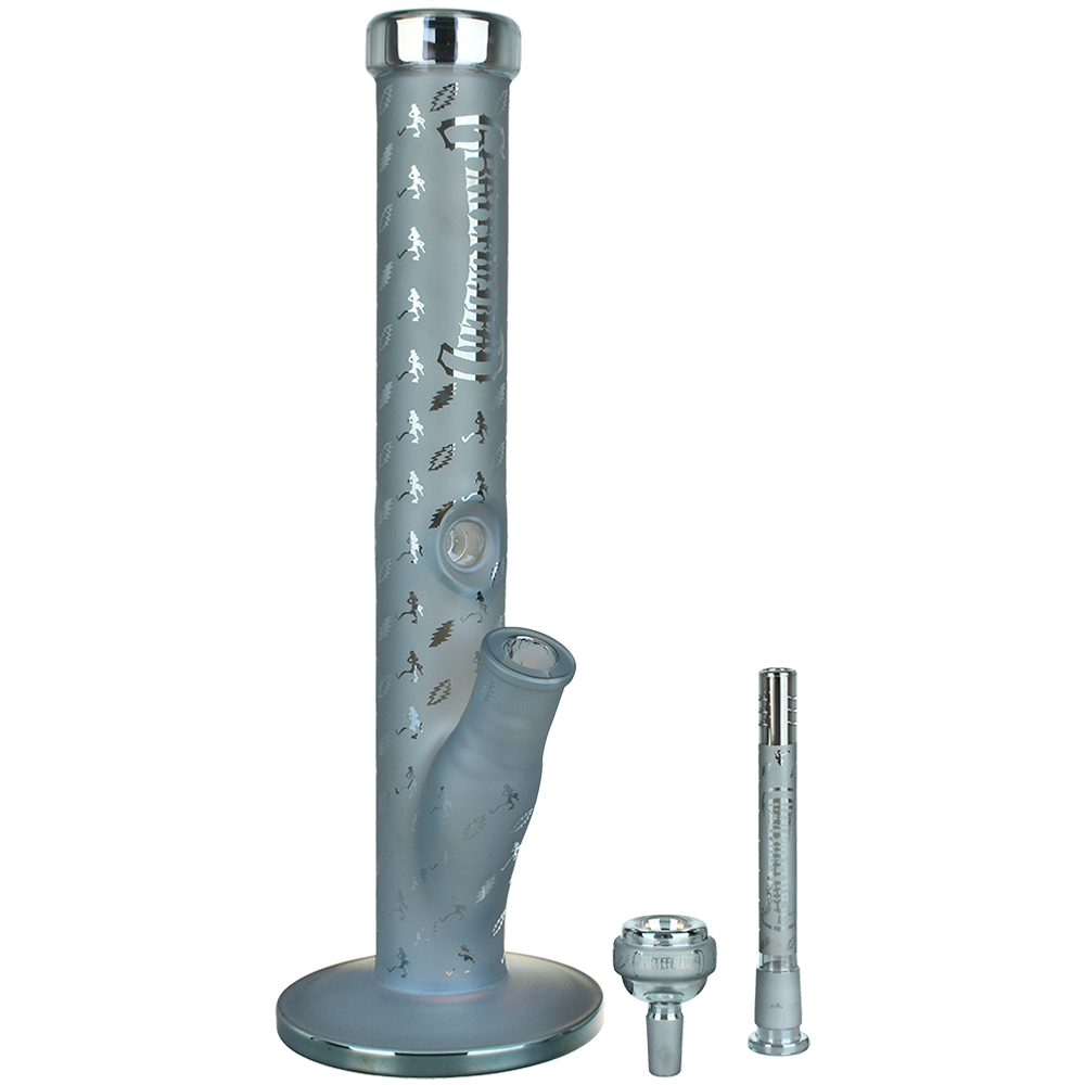 Grateful Dead x Pulsar Lightning Skellies Straight Tube Bong | Blue | Pieces