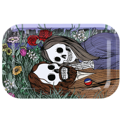 Grateful Dead x Pulsar Metal Rolling Tray | Flower Couple | Front View