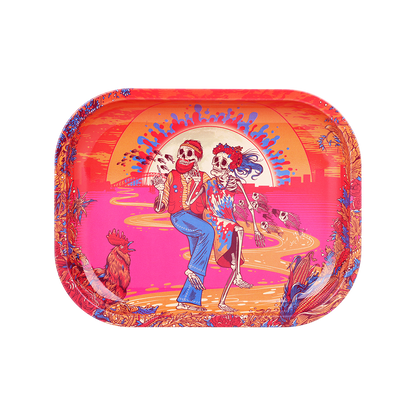 Grateful Dead x Pulsar Mini Metal Rolling Tray | Sunset Dance | Front View