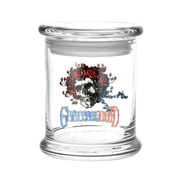 Grateful Dead Straight Tube Bong, Jar, & Tray Bundle | Pop Top Stash Jar | Skulls and Roses