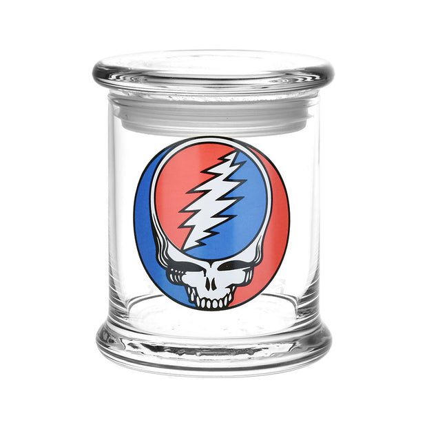 Grateful Dead Straight Tube Bong, Jar, & Tray Bundle | Pop Top Stash Jar | Steal Your Face