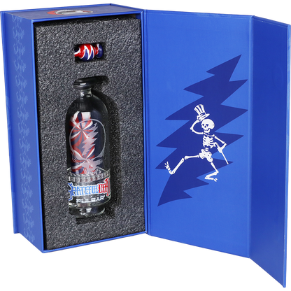 Grateful Dead x Pulsar Sandblasted Stealie Rig Set for Puffco Peak Series | Packaging Open View