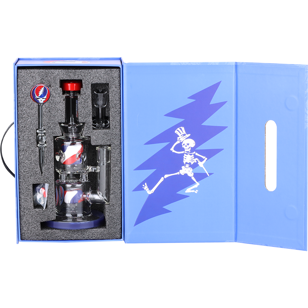 Grateful Dead x Pulsar Stealied Out Dab Rig Set | Packaging | Open View