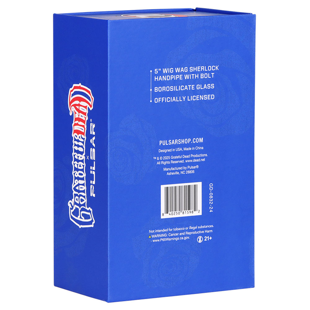 Grateful Dead x Pulsar Wig Wag Sherlock Pipe | Gift Box Packaging | Back View