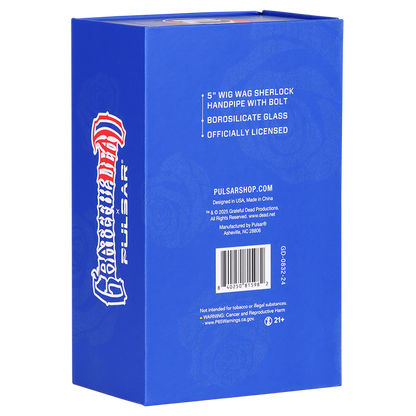 Grateful Dead x Pulsar Wig Wag Sherlock Pipe | Gift Box Packaging | Back View