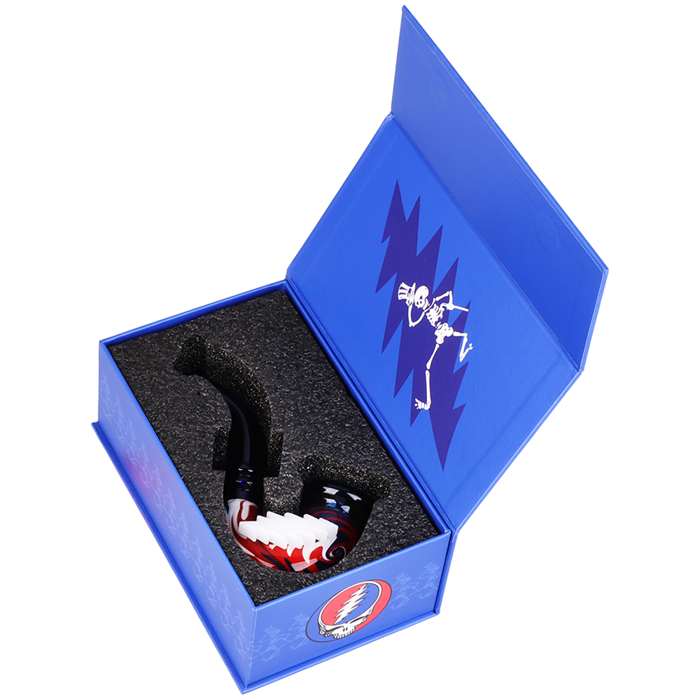 Grateful Dead x Pulsar Wig Wag Sherlock Pipe | Gift Box Packaging | Open View