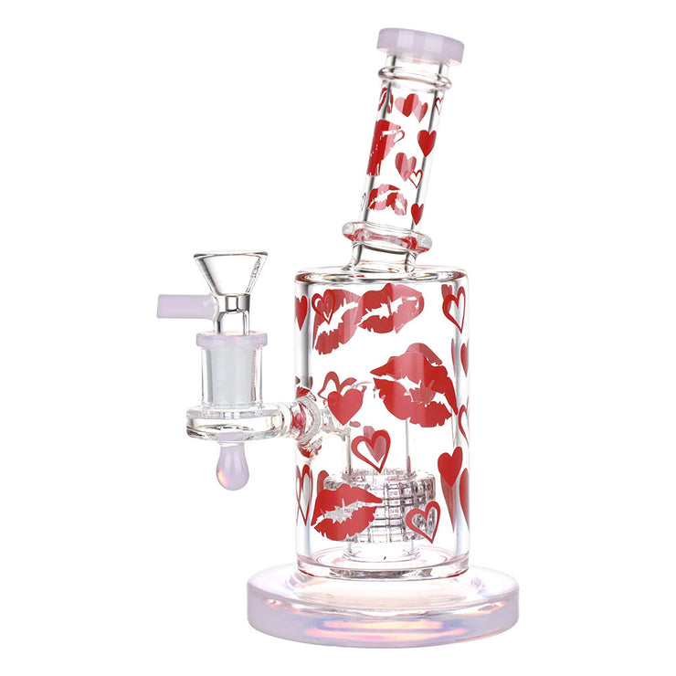 Hearts & Kisses Rig Style Bong | Alt Side View