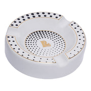 Lucienne Tapered Dots Round Ceramic Ashtray | White