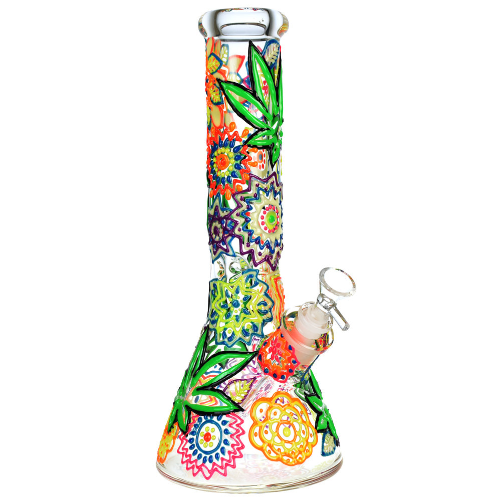 Mandala Hemp Leaf Beaker Bong