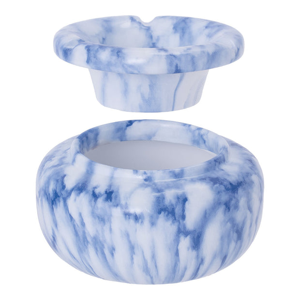 Moroccan Ceramic Ashtray | Marbled Blue | 2 Piece Design