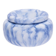 Moroccan Ceramic Ashtray | Marbled Blue | Side View