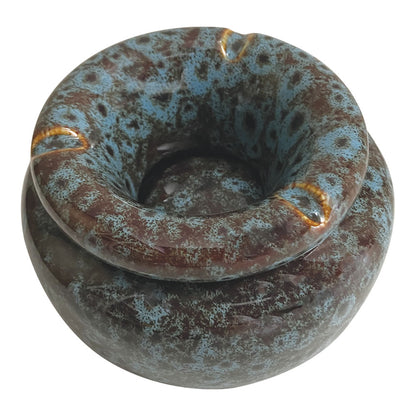 Moroccan Ceramic Ashtray | Reactive Blue | Top View