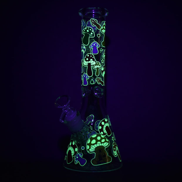 Mushroom Afterglow Beaker Bong | Regular Size | Glow In The Dark