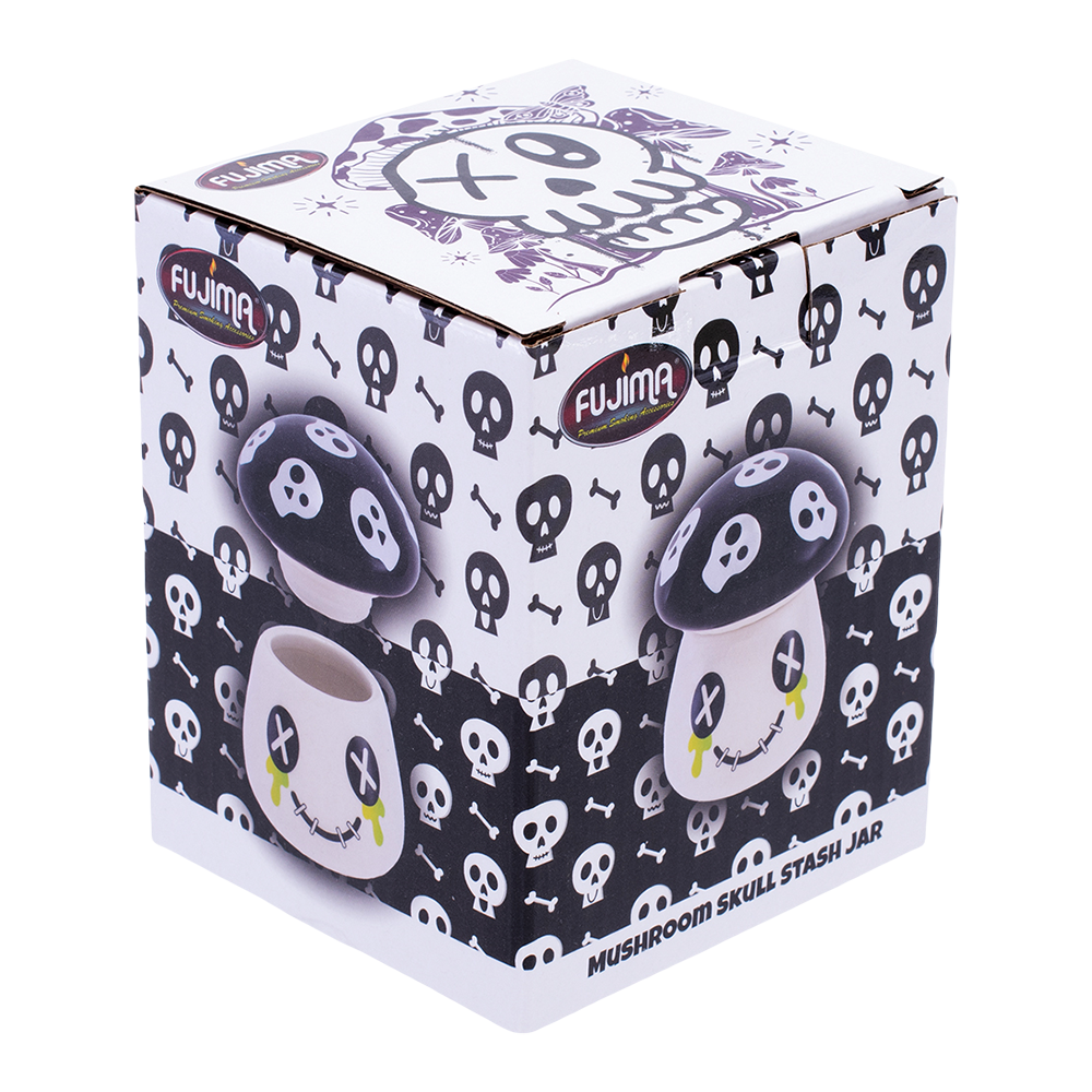 Mushroom Skull Ceramic Stash Jar | Packaging