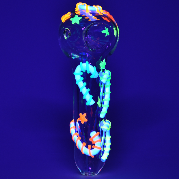 Neon Candy Cane Spoon Pipe | Glow In The Dark Accents