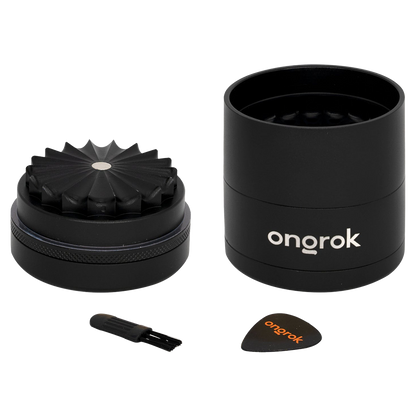 ONGROK Flower Petal Toothless Grinder | 2.2" | Black | Mill Chamber View