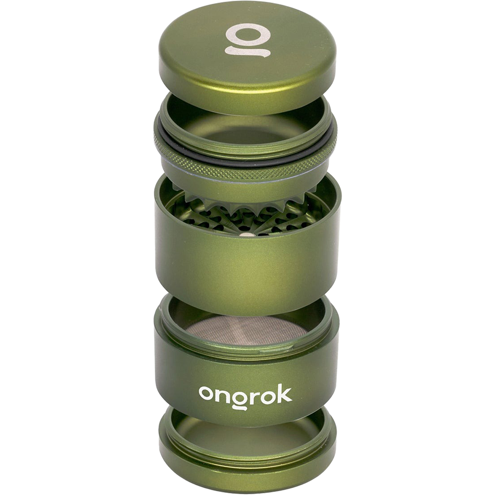 ONGROK Flower Petal Toothless Grinder | 2.2" | Green | Exploded View