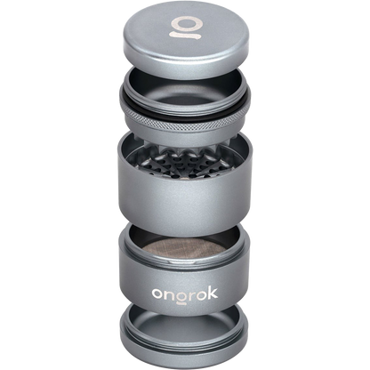 ONGROK Flower Petal Toothless Grinder | 2.2" | Silver | Exploded View