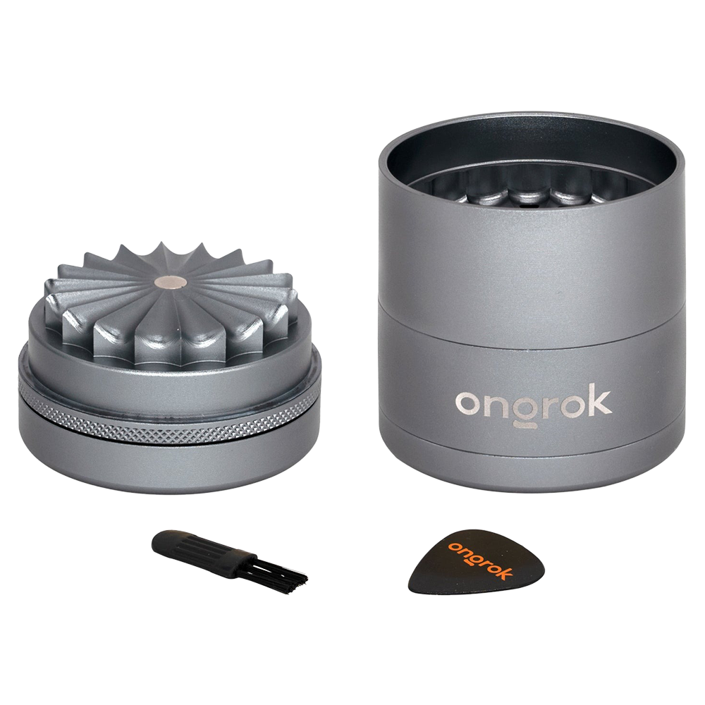 ONGROK Flower Petal Toothless Grinder | 2.2" | Silver | Mill Chamber View