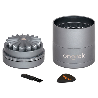 ONGROK Flower Petal Toothless Grinder | 2.2" | Silver | Mill Chamber View