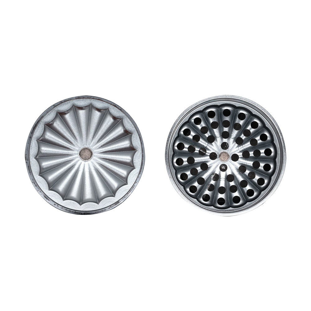 ONGROK Flower Petal Toothless Grinder | 2.2" | Silver | Flower-Shaped Mill
