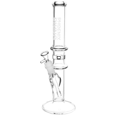 Phoenix Rising Double Ring Straight Tube Bong | Front View