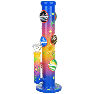 Planetary Orbit Glow Straight Tube Bong | Front View