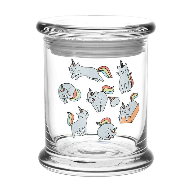 Complete Caticorns Bundle | Glass Stash Jar | Clear Pop Top Large Size