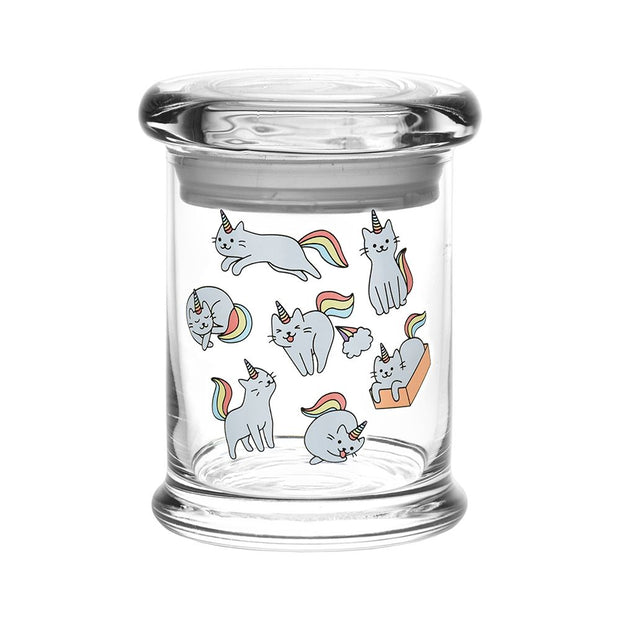 Complete Caticorns Bundle | Glass Stash Jar | Clear Pop Top Medium Size