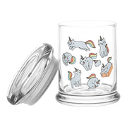 Complete Caticorns Bundle | Glass Stash Jar | Clear Pop Top Open View