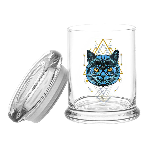 Pulsar 420 Jars | Pop Top Jar | Sacred Cat Geometry Design | Open View