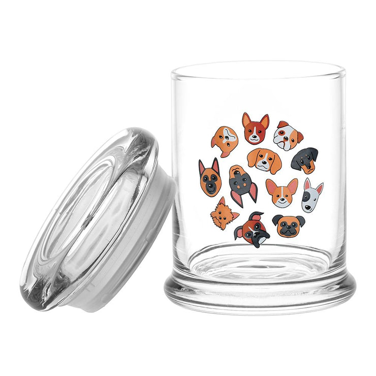 Bow Wow Bundle | Glass Stash Jar | Clear Pop Top Open View