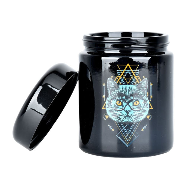 Pulsar 420 Jars | UV Screw Top Jar | Sacred Cat Geometry | Open View