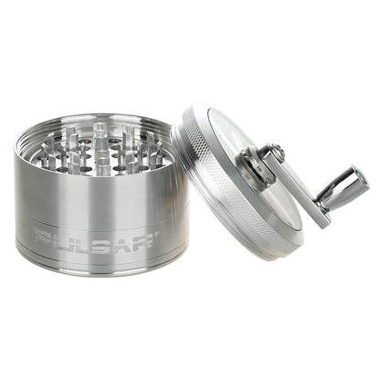 Pulsar Aluminum Crank Grinder | 4pc | Silver | Open View