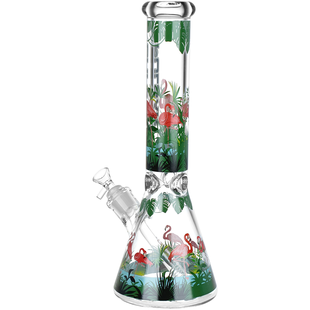 Pulsar Chillin' Flamingos Beaker Bong | Large Size | Back View