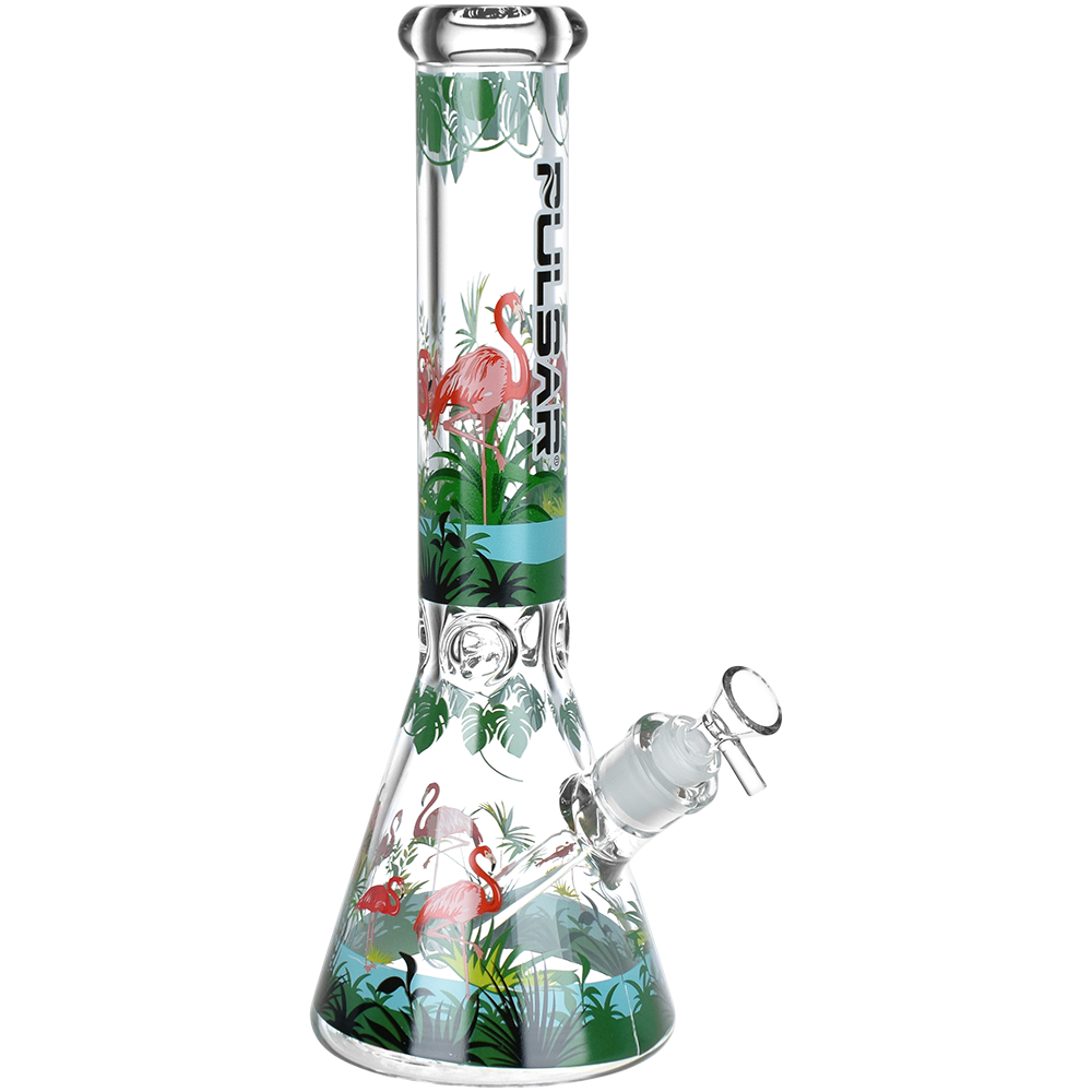 Pulsar Chillin' Flamingos Beaker Bong | Large Size | Front View