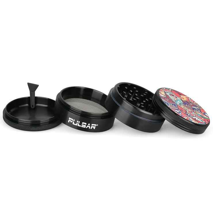 Pulsar Design Series Metal Grinder | Symbolic Tiles | 4 Pieces