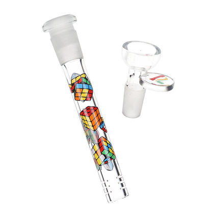 Pulsar Design Series Straight Tube Bong | Cubez | Matching Slitted Diffuser Downstem & Herb Slide