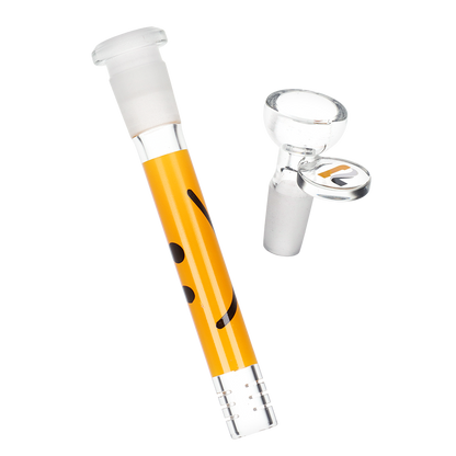 Pulsar Design Series Straight Tube Bong | Yin Yang Y'all | Matching Slitted Diffuser Downstem & Herb Slide