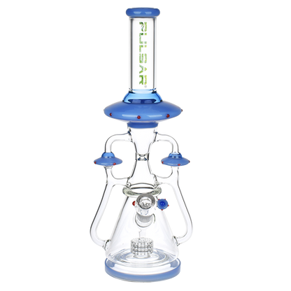 Pulsar Far-Out Visitors Recycler Bong | Blue | Front View