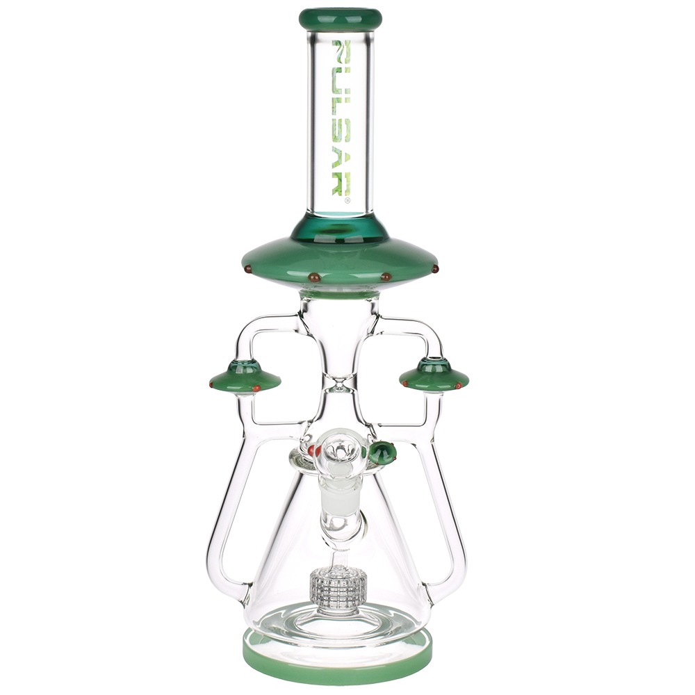 Pulsar Far-Out Visitors Recycler Bong | Green | Front View