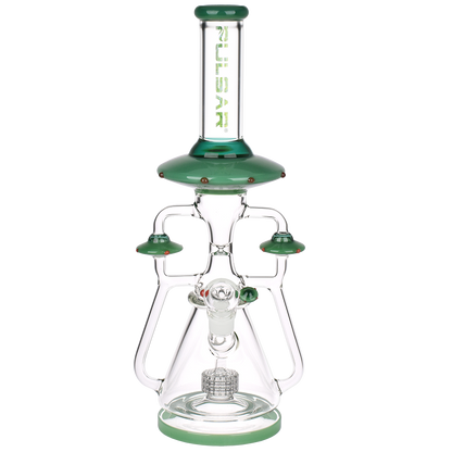 Pulsar Far-Out Visitors Recycler Bong | Green | Front View