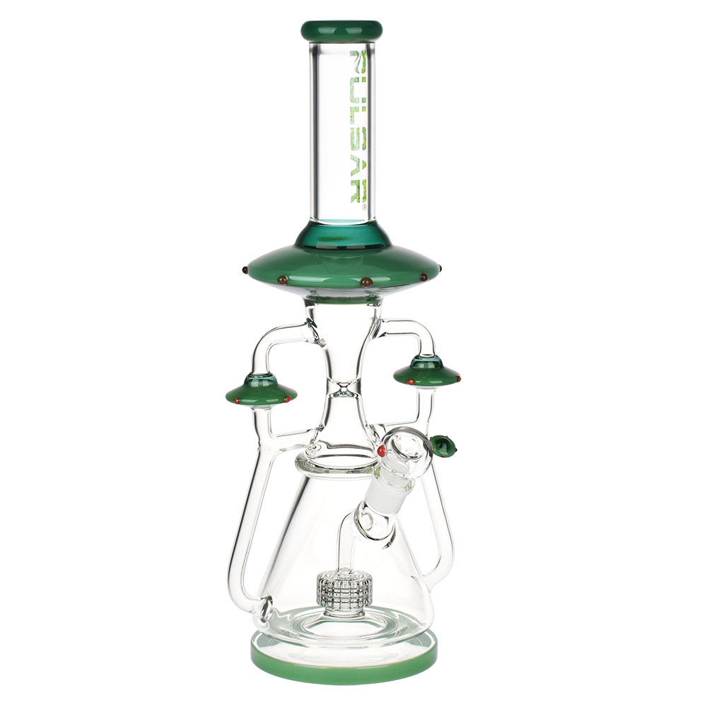 Pulsar Far-Out Visitors Recycler Bong | Green | Side View