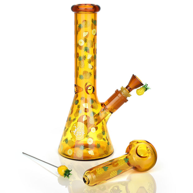 Pinealien Jar & Pipe Bundle | Pineapple Beaker Bong & Spoon Pipe Duo