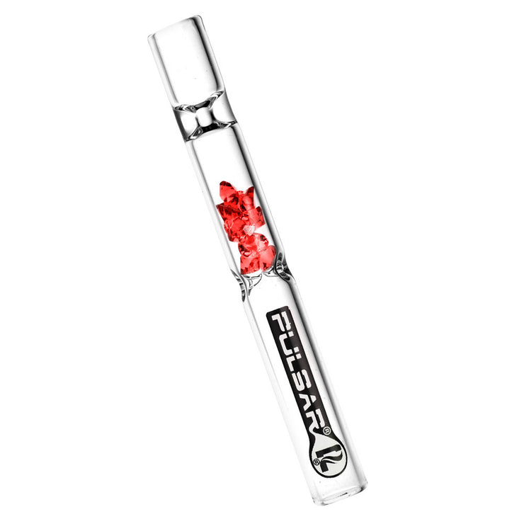 Pulsar Gem Filter Glass Chillum Set | Red