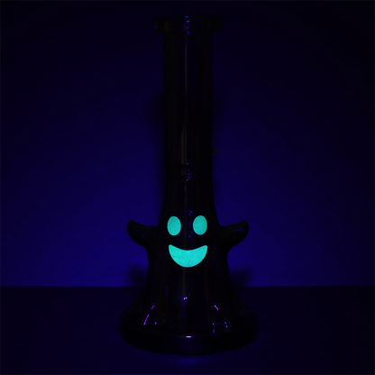 Pulsar Giddy Ghost Beaker Bong | Back View | Glow In The Dark Accents