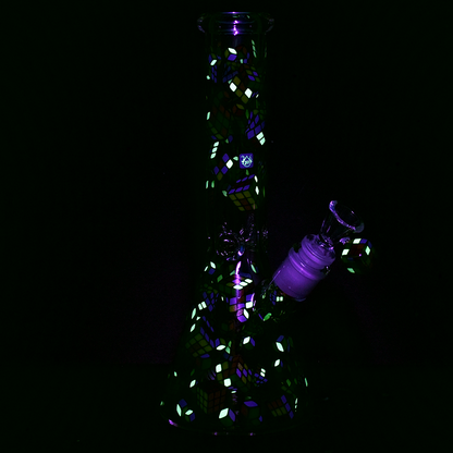 Pulsar Greatest Hits Series Herb Pipe Duo | Cubez | Beaker Bong Glow In The Dark Accents